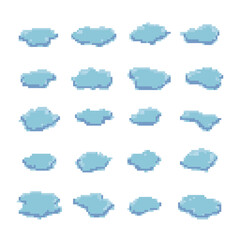 pixel art water puddles set