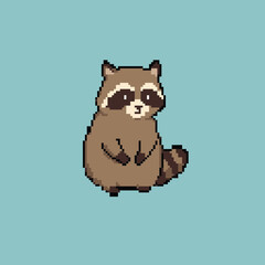 pixel art cute brown raccoon © Larefire