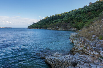 Amazing scenery by the sea in Kerasia beach, north-east Corfu, Greece