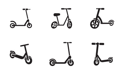 Kick Scooter Flat Vector Icon with Clean Lines,
Modern Urban Kick Scooter Symbol in Silhouette