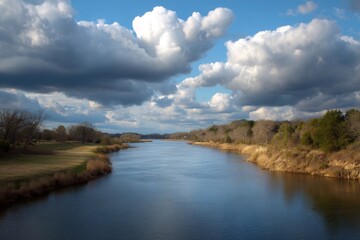River Under Cloudy Sky Landscape