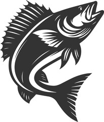 Sea bass fish vector silhouette