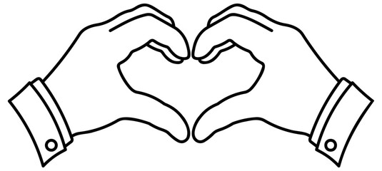 Silhouette of Hand Showing Heart Gesture with Fingers – Black Vector Icon on Transparent Background