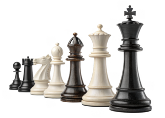 Chess pieces isolated on a transparent background.