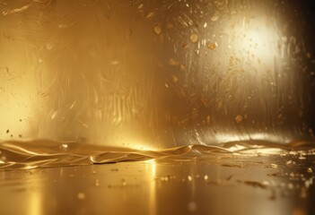 Shimmering gold foil backdrop, light reflections  ,  light,  metallic background,  shiny