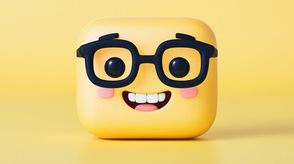 Fototapeta premium Smiling Emoji with Glasses Celebrating International Joke Day