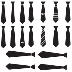 Fototapeta premium simple modern black tie or necktie icon set vector silhouettes outline coloring book page line art vector silhouettes