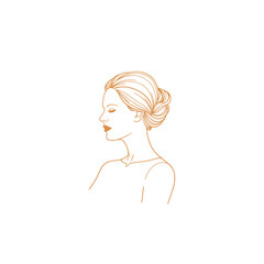 Woman profile, line art, copper tones, for branding