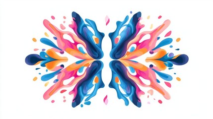Fototapeta premium Colorful abstract design featuring vibrant splashes and fluid shapes, ideal for backgrounds and creative projects.