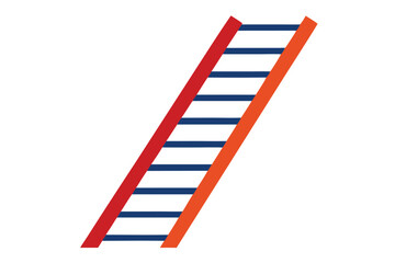 A stylized illustration of a ladder with red and orange rails leaning