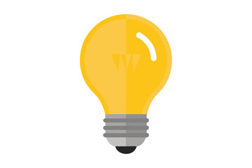 Bright Yellow Light Bulb Illustration on a White Background Represents Ideas