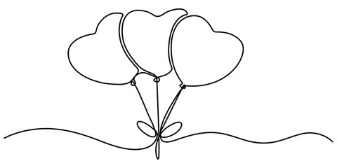 Balloon icon. Birthday balloon continuous one line drawing celebration concept. Party balloon silhouette, A continuous line drawing of birthday celebration balloons offers inspiration for decorating. 
