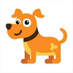 A cute brown puppy, a happy canine cartoon animal illustration
