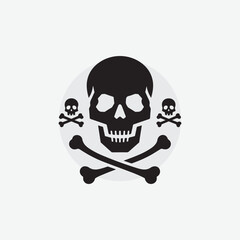 silhouette of danger sign, icon, skull