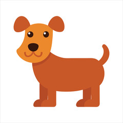 A cute brown puppy, a happy canine cartoon animal illustration