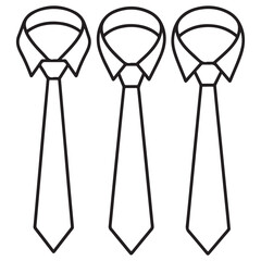 simple modern black tie or necktie icon set vector silhouettes outline coloring book page line art  vector silhouettes