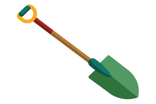 green shovel with wooden handle clip art preview