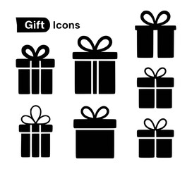 Black gift box icons for festive occasions
