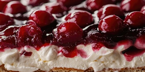 Close-up bite showing layers of crust, cream, and cherry