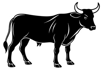 black silhouette of a bull