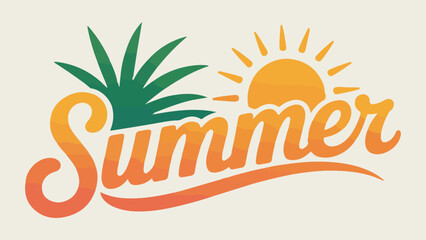 Obraz premium Summer vibes illustration with sun and palm leaf