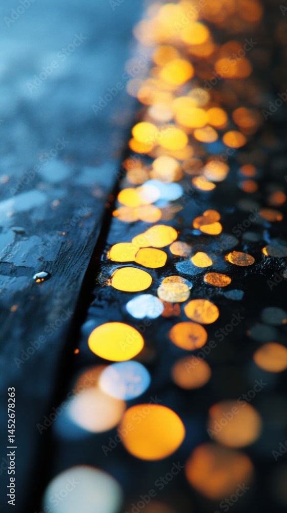 Aufkleber luminous urban bokeh ethereal golden light droplets on weathered texture - immersive digital art and