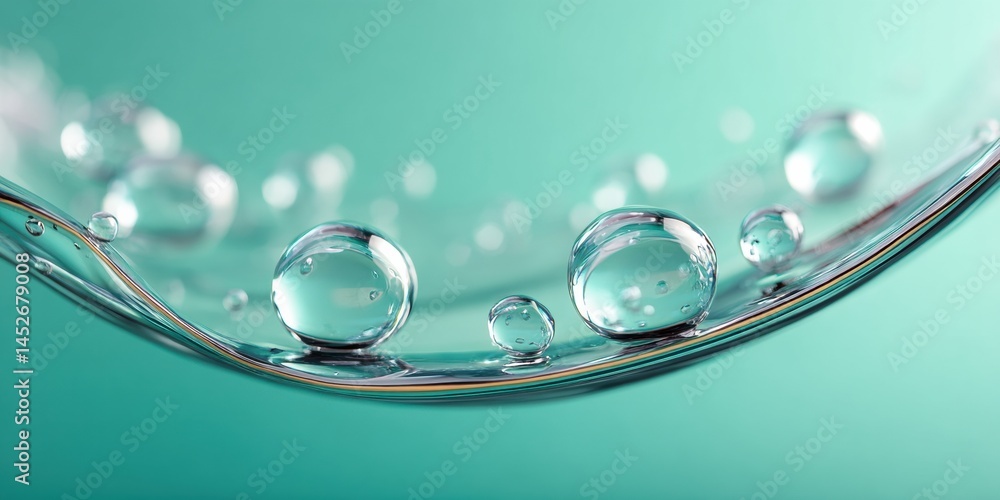 Poster liquid luminescence hyper-realistic water droplet dynamics in teal - cutting-edge scientific visuali