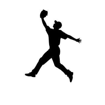 baseball player silhouette jumping catch clip art preview