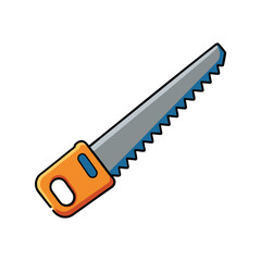 Saw vector illustration, hand tool with sharp teeth, carpentry and woodcutting, DIY work and repair tool