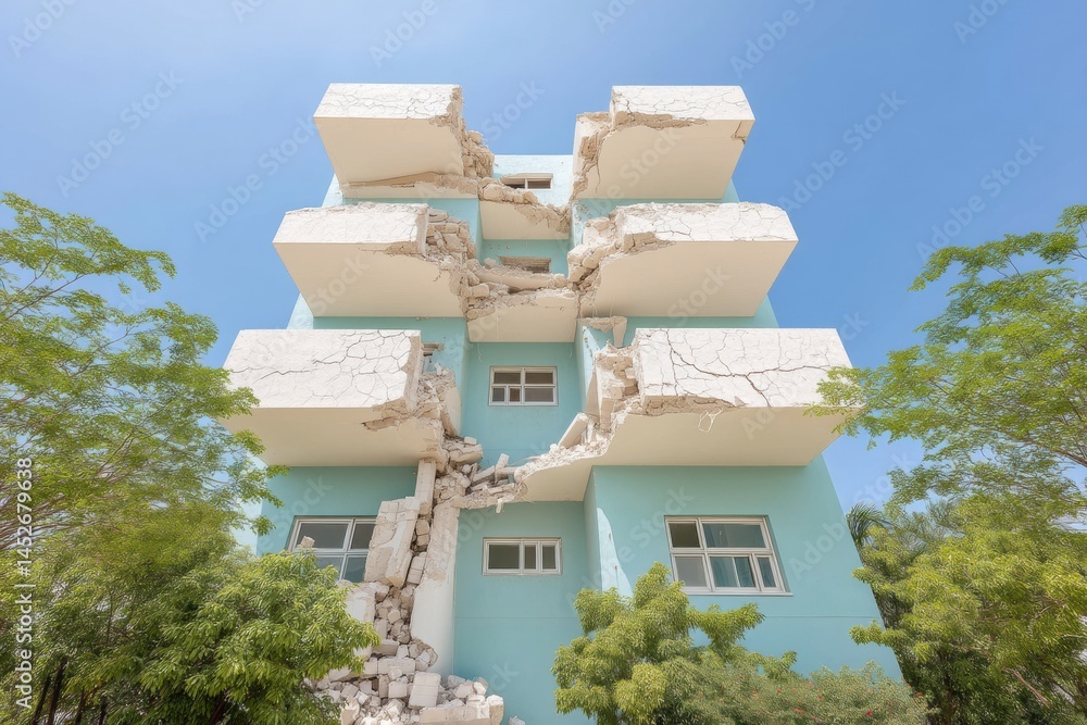 Aufkleber urban resilience exposed catastrophic structural failure visualization - climate crisis and engineer