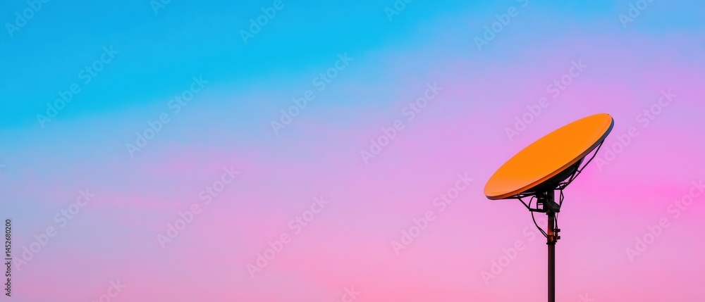 Poster future-ready connectivity sleek satellite dish antenna illuminating global communication networks wi