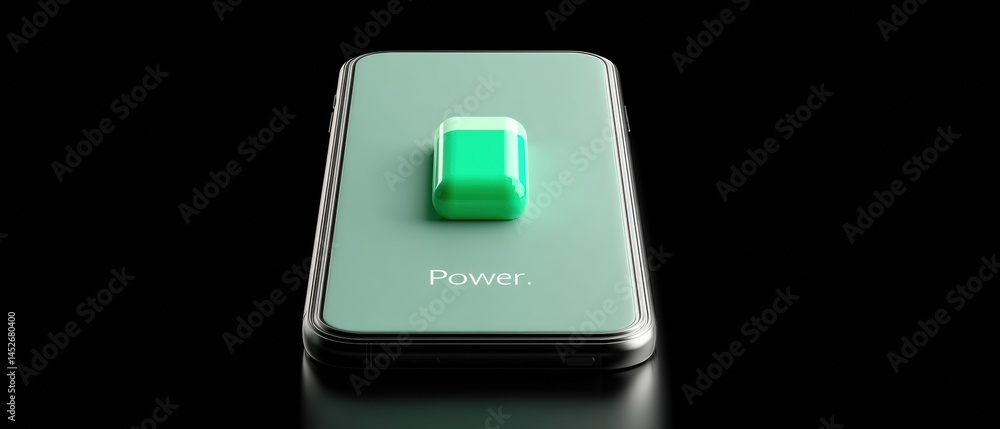 Aufkleber Eco-Minimalist Power Optimization Sleek Green Battery Tech Icon Visualizing Sustainable Digital Energy Conservation for Next-Gen Smart Devices