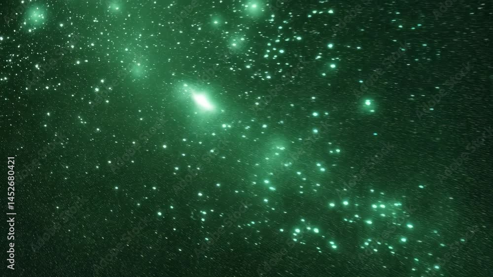 Aufkleber abstract view of an outer space scene with green nebula clouds and glittering stars floating across 