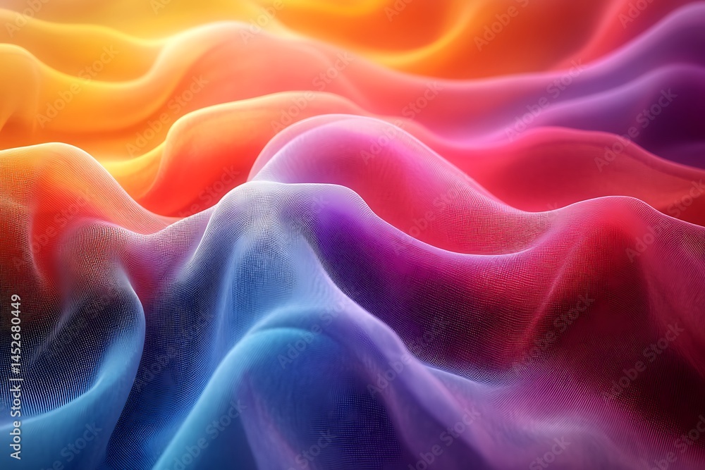Poster abstract colorful waves fabric textile texture gradient background soft folds smooth elegant backdro