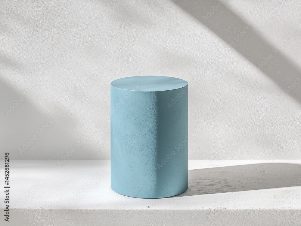 Poster serene nordic minimalism soft blue geometric podium for modern branding - elegant design display sol