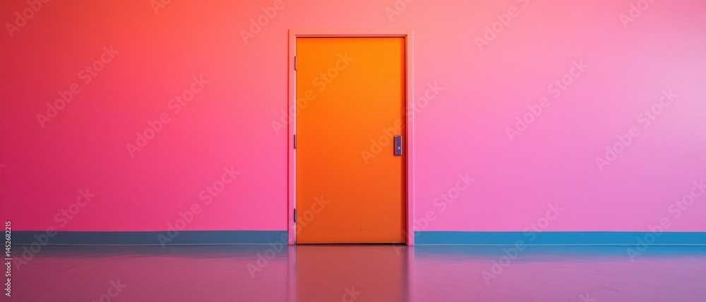 Aufkleber minimalist emergency exit design bold chromatic architectural visualization exploring safety aesthet