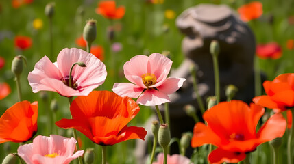 Obraz premium Poppies have cultural significance around the world as a food source. It symboizes sleep, peace and death because of the plant sedative properties. Tasmania produces 50 percents of the world supply