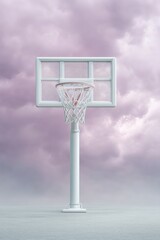 Minimalist Athletic Infrastructure Ethereal Basketball Hoop Design Showcasing Pastel Aesthetic - Urban Sports Equipment for Contemporary Lifestyle Branding