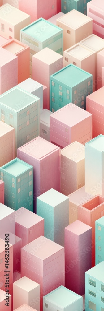 Leinwandbilder pastel geometric dreamscape hyper-realistic isometric data visualization for ai-driven urban design 