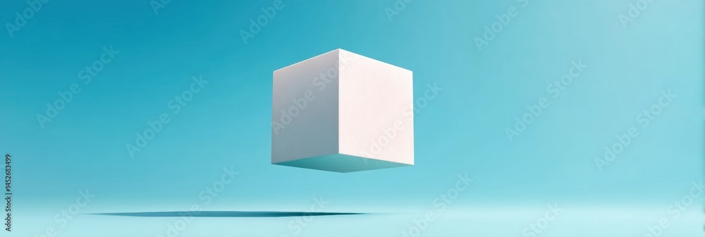 Aufkleber Minimalist Geometric Cube Levitating in Dynamic Gradient Space Futuristic Design Concept Exploring Digital Abstraction, Creative Technology, and Innovative Visual Branding