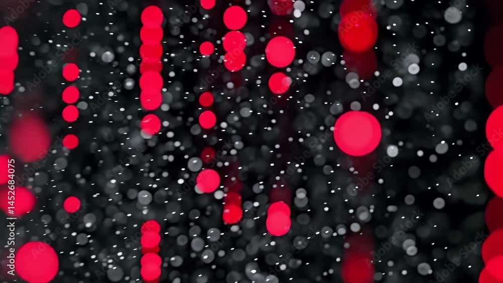 Poster abstract background with blurry red circles and floating white particles, creating a modern and fest