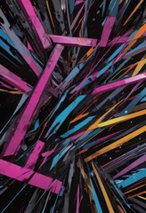 Dynamic composition featuring contrasting colors and thick black outlines, mimicking pop art style ,  painting,  style,  wallpaper