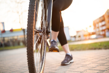 Girl With Mountain Bike In Park
