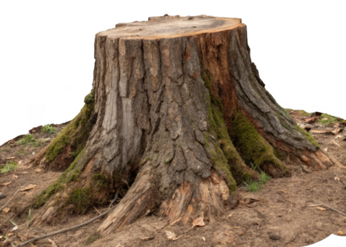  Tree stump isolated on a transparent background.