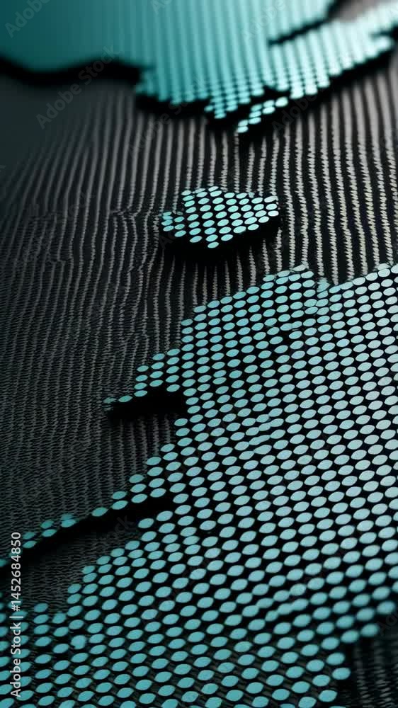 Poster artistic abstract map with dot pattern and line texture with a blurry blue land shape background