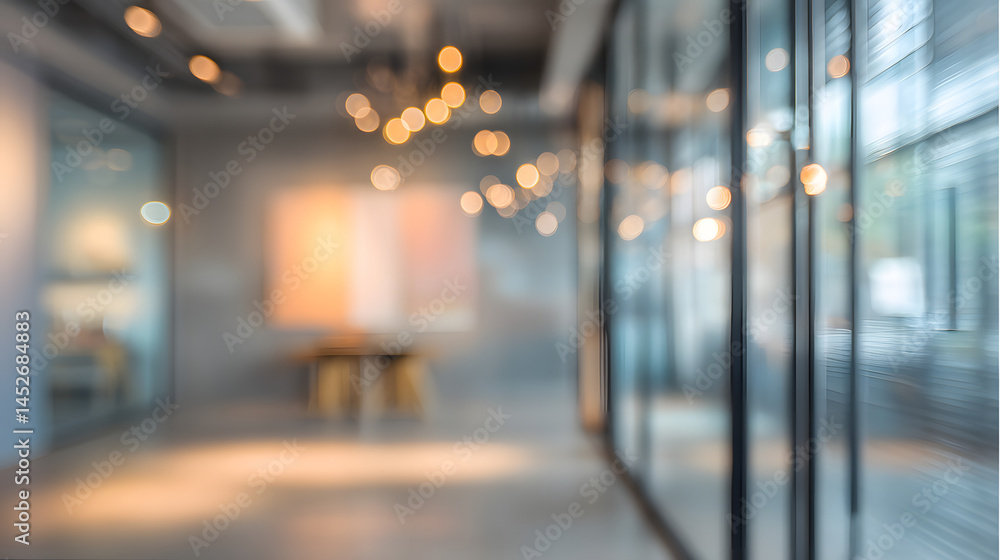 Poster dynamic office space with blurred background and door modern environment professional setting