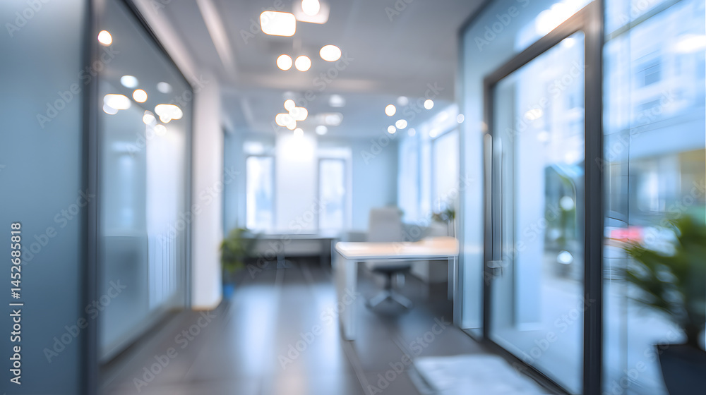 Poster dynamic office space with blurred background and door modern business environment professional setti