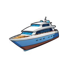 Naklejka premium Yacht vector illustration, luxury sailing boat with sleek design, marine transportation and sea travel artwork