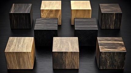 Dark and Light Wooden Cubes Abstract Composition