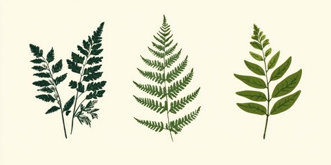 Fern-focused botanical poster in lush green with minimal design